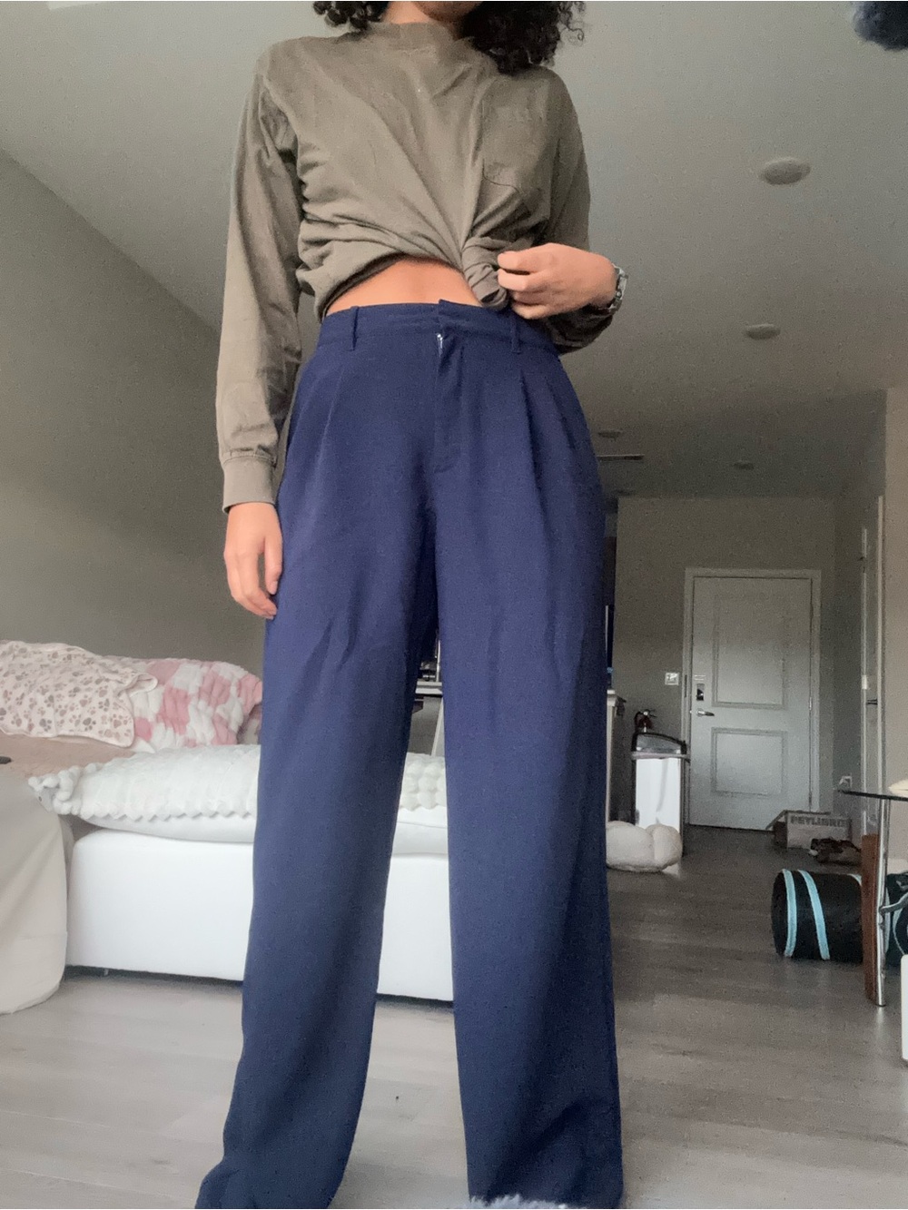 GAP Navy High-Rise Wide-Leg Trousers